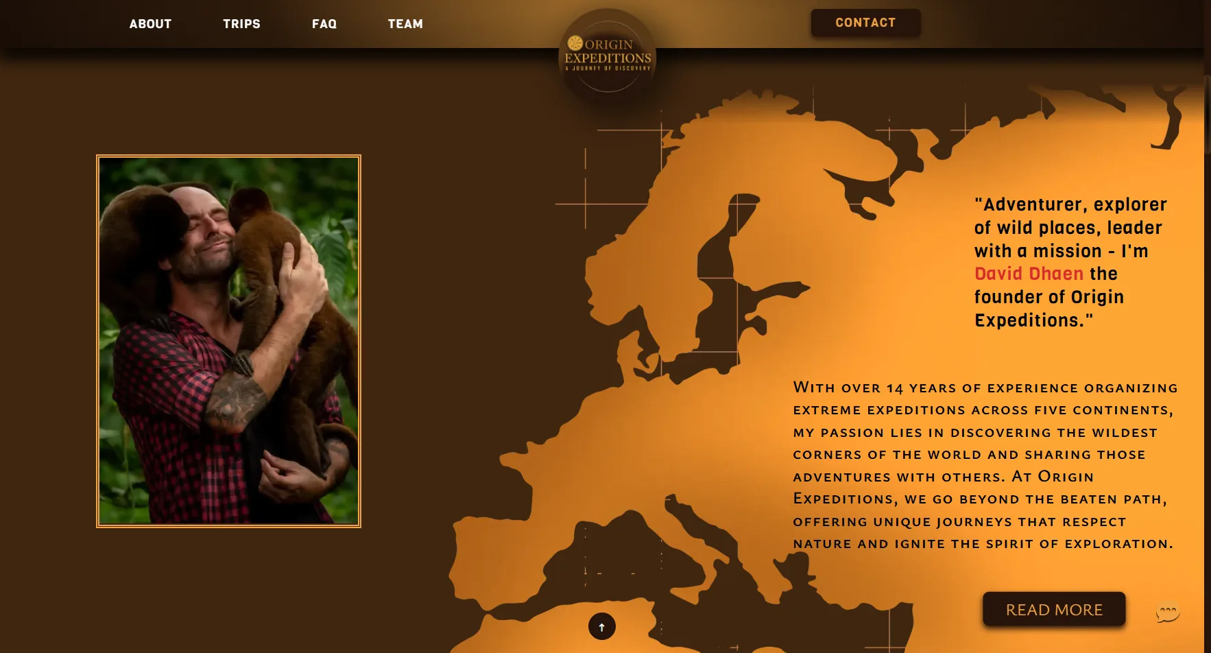 Page d’accueil du site Origin Expeditions
