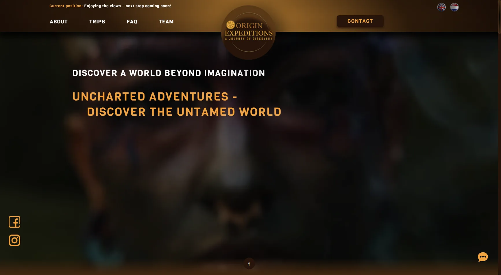 Aperçu de la page d’accueil du site Origin Expeditions
